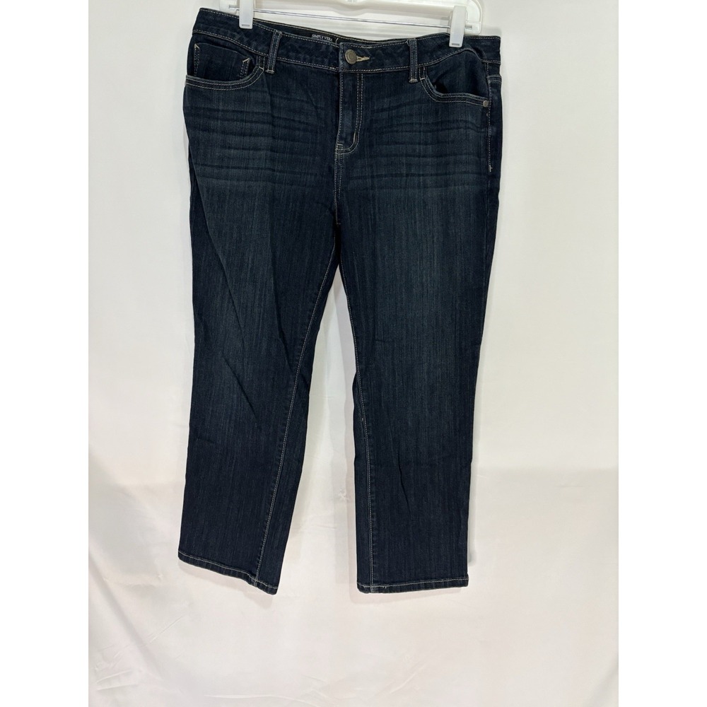 Simply Vera Vera Wang Women's 14P Petite Skinny Mid Rise Dark Wash Blue Jean